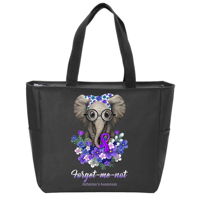 Elephant AlzheimerS Awareness Purple Ribbon Zip Tote Bag
