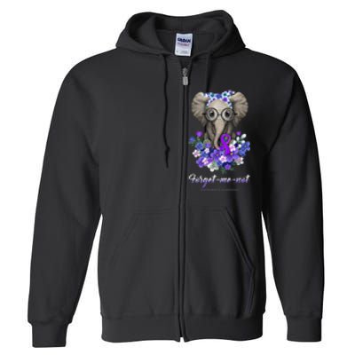 Elephant AlzheimerS Awareness Purple Ribbon Full Zip Hoodie