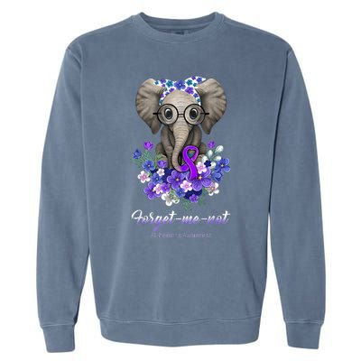 Elephant AlzheimerS Awareness Purple Ribbon Garment-Dyed Sweatshirt