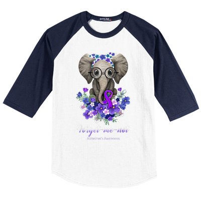 Elephant AlzheimerS Awareness Purple Ribbon Baseball Sleeve Shirt