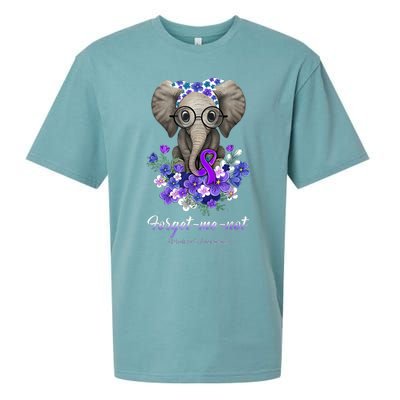 Elephant AlzheimerS Awareness Purple Ribbon Sueded Cloud Jersey T-Shirt