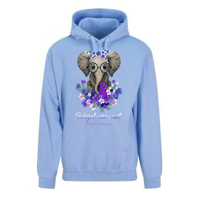 Elephant AlzheimerS Awareness Purple Ribbon Unisex Surf Hoodie