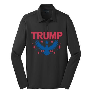 Empower America Again Donald Trump 2024 Presidential Campaign Silk Touch Performance Long Sleeve Polo