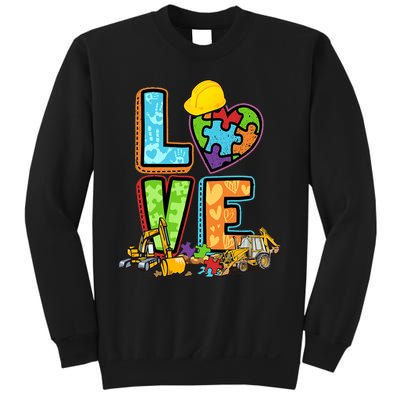 Excavator Autism Awareness Love Heart Autism Sweatshirt