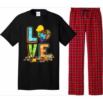 Excavator Autism Awareness Love Heart Autism Pajama Set