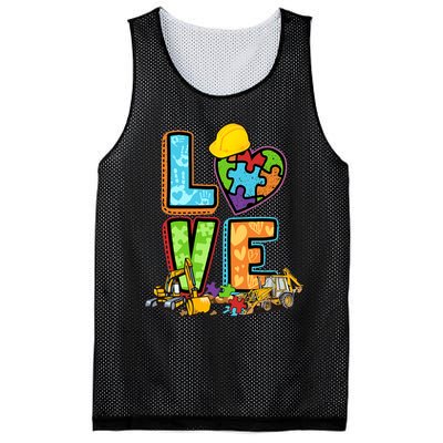 Excavator Autism Awareness Love Heart Autism Mesh Reversible Basketball Jersey Tank