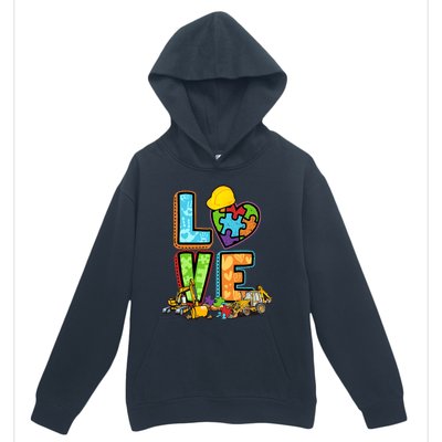 Excavator Autism Awareness Love Heart Autism Urban Pullover Hoodie