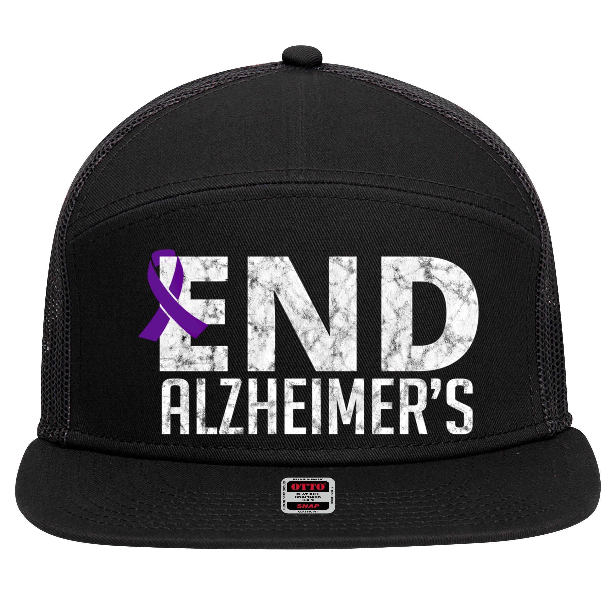 End Alzheimer's Awareness Month Gift 7 Panel Mesh Trucker Snapback Hat