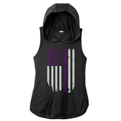 Epilepsy Awareness American Flag Epilepsy Gift Ladies PosiCharge Tri-Blend Wicking Draft Hoodie Tank