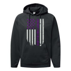 Epilepsy Awareness American Flag Epilepsy Gift Performance Fleece Hoodie