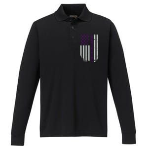 Epilepsy Awareness American Flag Epilepsy Gift Performance Long Sleeve Polo