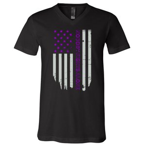 Epilepsy Awareness American Flag Epilepsy Gift V-Neck T-Shirt