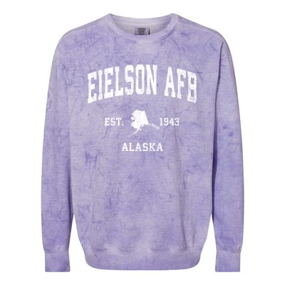 Eielson Afb Alaska Ak Vintage Athletic Sports Colorblast Crewneck Sweatshirt