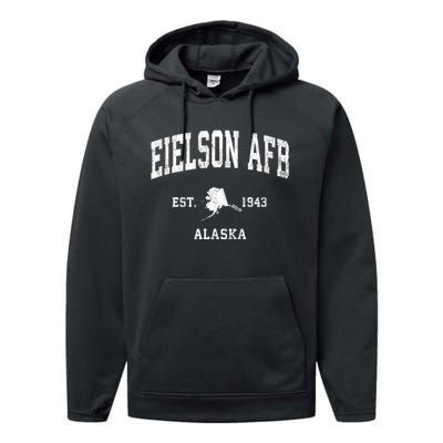 Eielson Afb Alaska Ak Vintage Athletic Sports Performance Fleece Hoodie