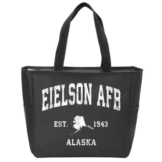 Eielson Afb Alaska Ak Vintage Athletic Sports Zip Tote Bag