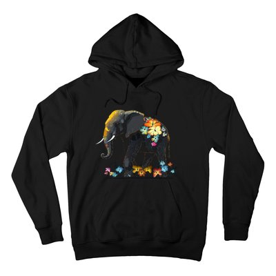 Elephant Animal Africa Art Flowers Elephant Hoodie