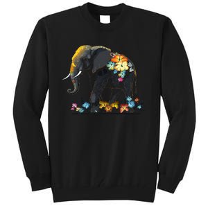 Elephant Animal Africa Art Flowers Elephant Tall Sweatshirt