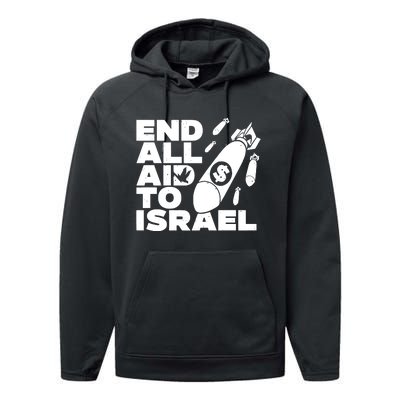 End All Aid To Israel Performance Fleece Hoodie