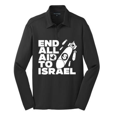 End All Aid To Israel Silk Touch Performance Long Sleeve Polo