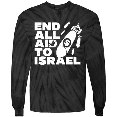 End All Aid To Israel Tie-Dye Long Sleeve Shirt