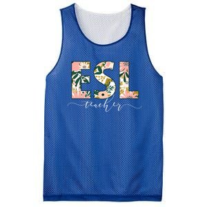 English As A Second Language Team Floral Esl Teacher Cool Gift Mesh Reversible Basketball Jersey Tank