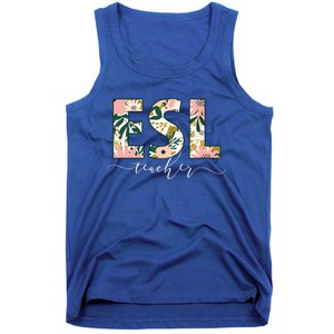 English As A Second Language Team Floral Esl Teacher Cool Gift Tank Top