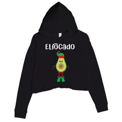 Elfocado - An Avocado Dressed As An Elf Crop Fleece Hoodie