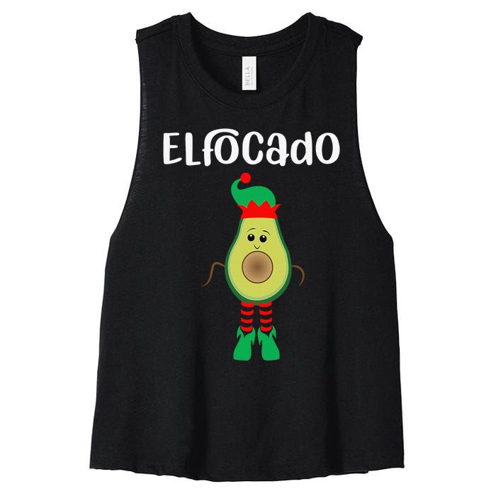 Elfocado - An Avocado Dressed As An Elf Women's Racerback Cropped Tank