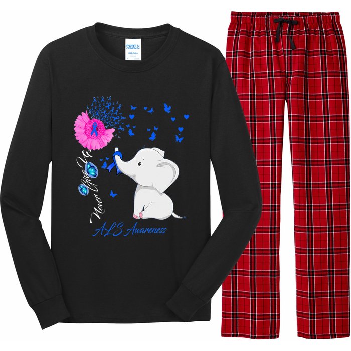 Elephant ALS Awareness - ALS Ribbon Long Sleeve Pajama Set