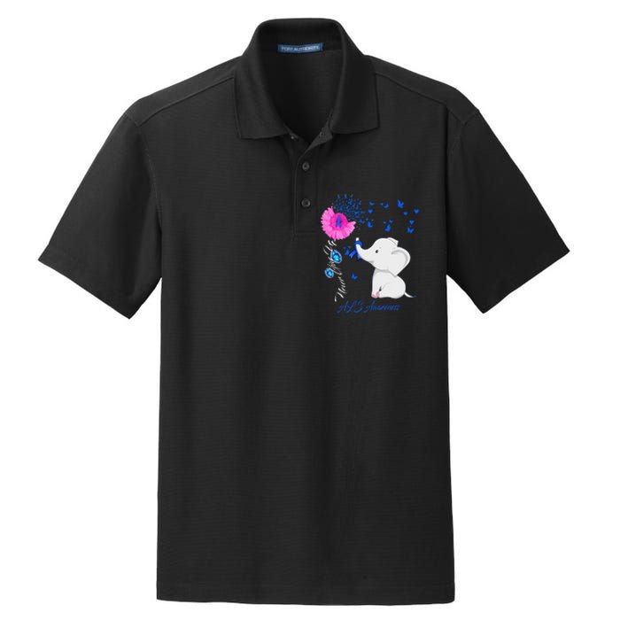 Elephant ALS Awareness - ALS Ribbon Dry Zone Grid Polo