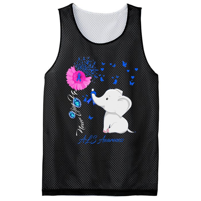 Elephant ALS Awareness - ALS Ribbon Mesh Reversible Basketball Jersey Tank