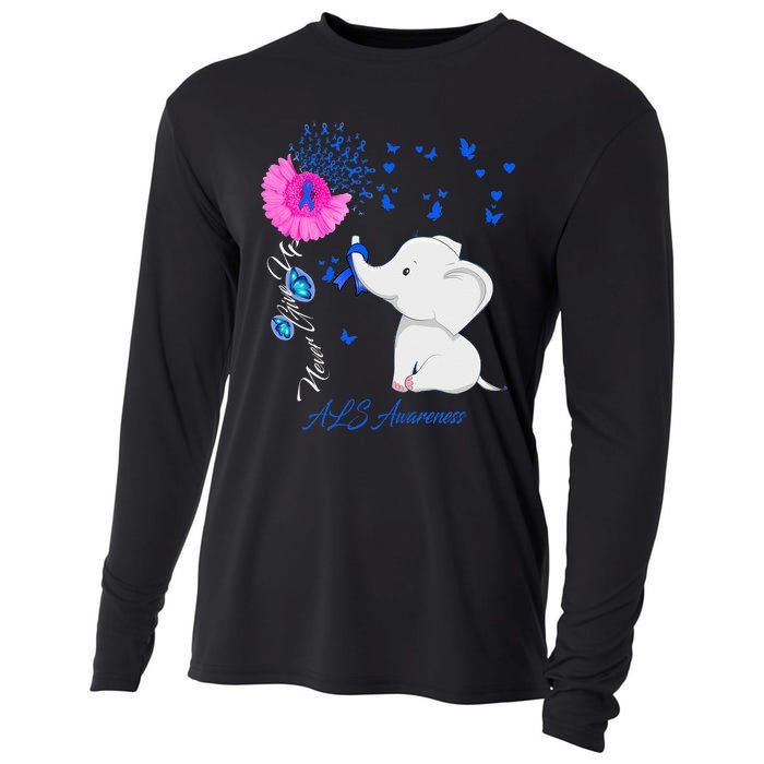 Elephant ALS Awareness - ALS Ribbon Cooling Performance Long Sleeve Crew