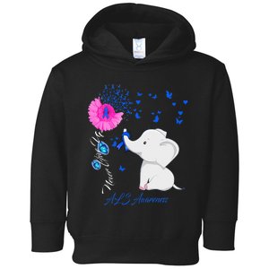 Elephant ALS Awareness - ALS Ribbon Toddler Hoodie