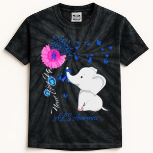 Elephant ALS Awareness - ALS Ribbon Kids Tie-Dye T-Shirt