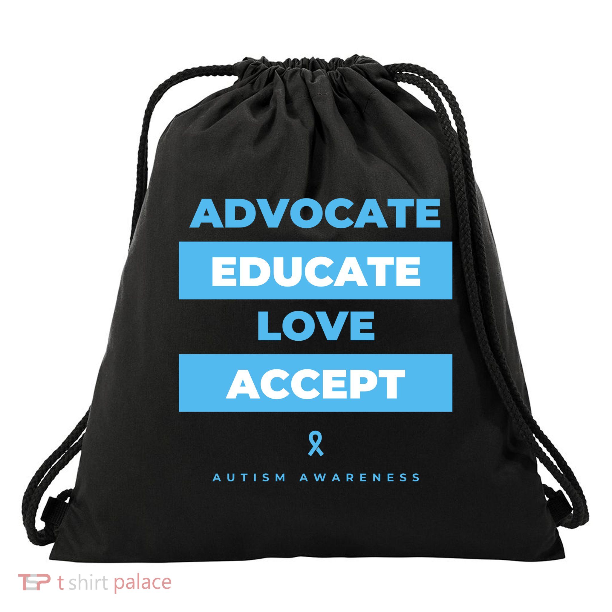 Educate Autism Awareness Drawstring Bag