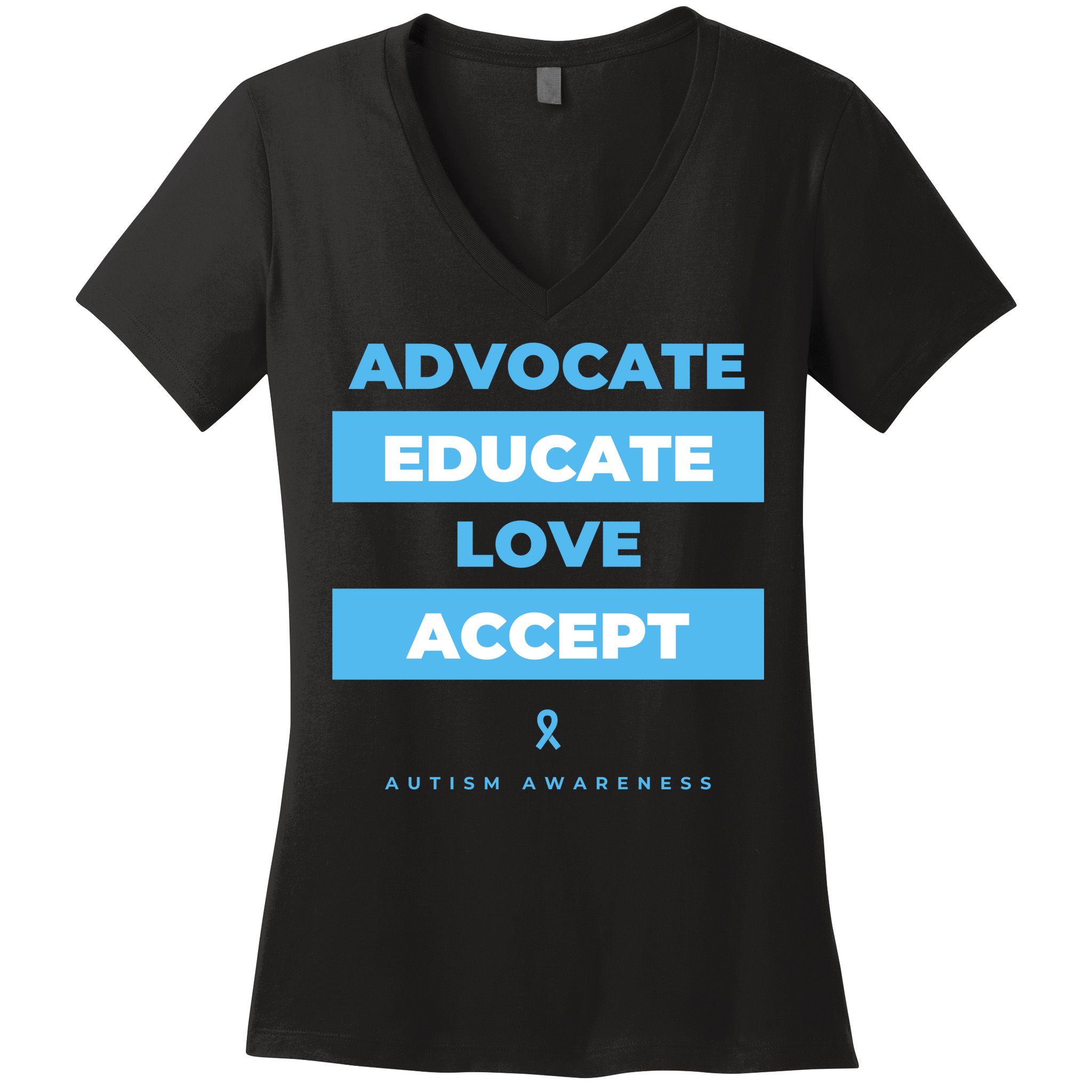 Educate Autism Awareness Women's V-Neck T-Shirt