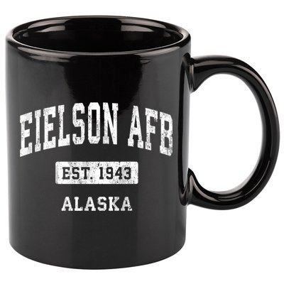 Eielson Afb Alaska Ak Vintage Sports Established 11oz C Handle Ceramic Mug