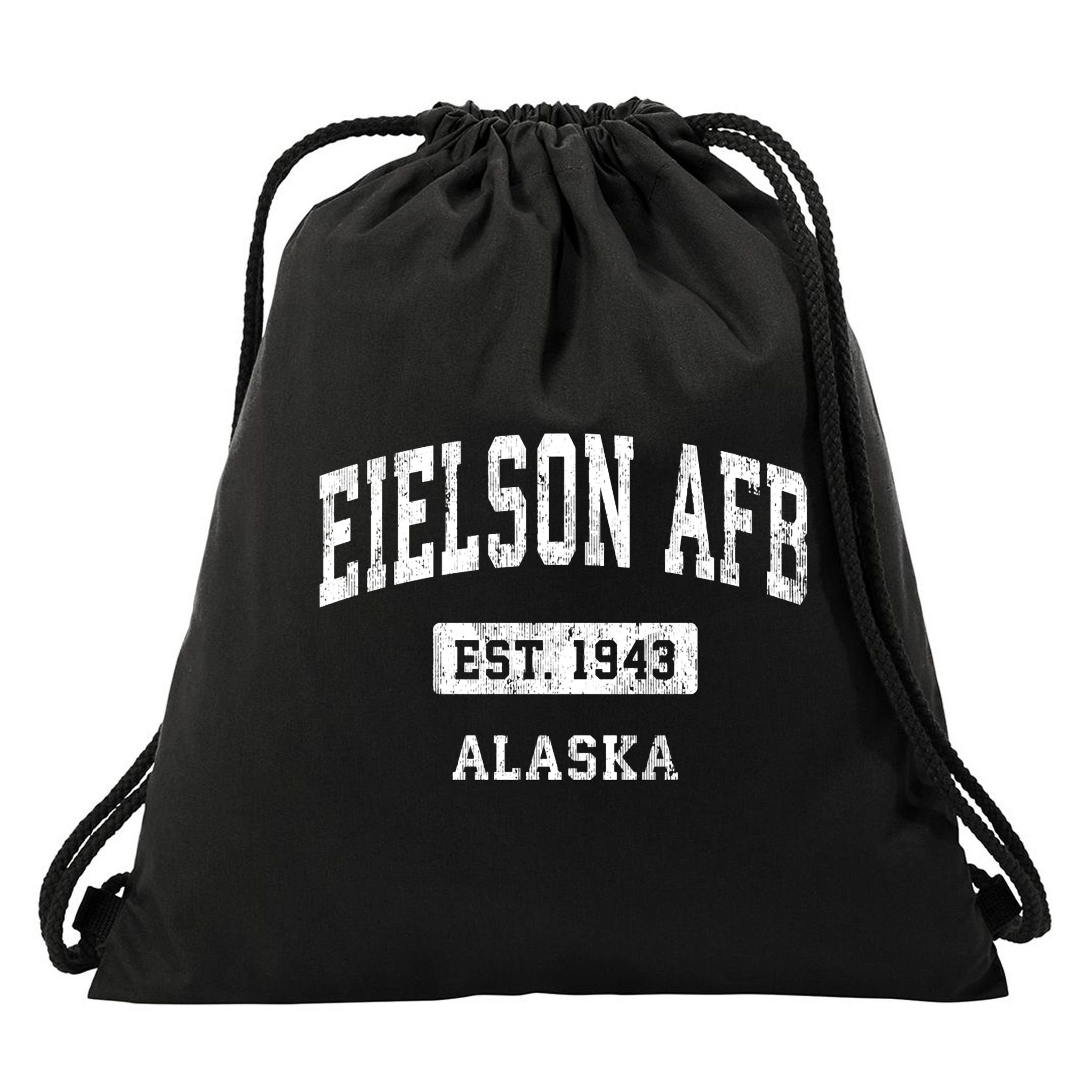 Eielson Afb Alaska Ak Vintage Sports Established Drawstring Bag