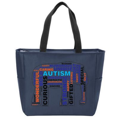 Elephant Autism Awareness Autism Awareness Gift Zip Tote Bag