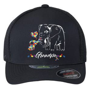 Elephant Autism Awareness Grandpa Autism Gift Flexfit Unipanel Trucker Cap