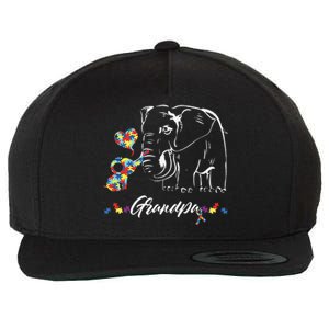 Elephant Autism Awareness Grandpa Autism Gift Wool Snapback Cap