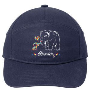 Elephant Autism Awareness Grandpa Autism Gift 7-Panel Snapback Hat