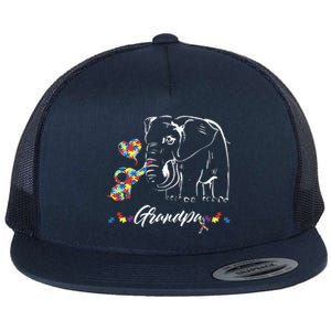 Elephant Autism Awareness Grandpa Autism Gift Flat Bill Trucker Hat