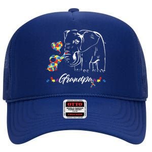 Elephant Autism Awareness Grandpa Autism Gift High Crown Mesh Back Trucker Hat