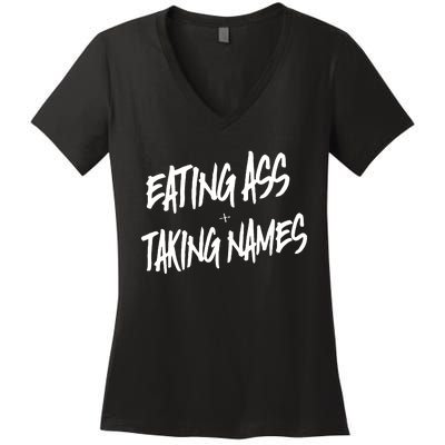 Eating Ass And Taking Names Premium Women's V-Neck T-Shirt