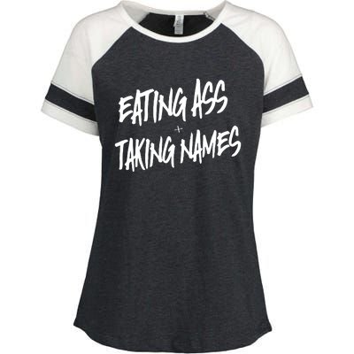 Eating Ass And Taking Names Premium Enza Ladies Jersey Colorblock Tee