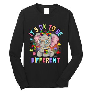 Elephant Autism Awareness ItS Ok To Be Different Long Sleeve Shirt