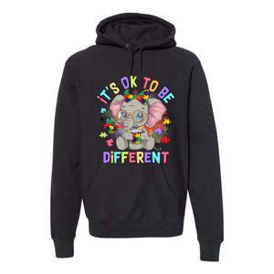 Elephant Autism Awareness ItS Ok To Be Different Premium Hoodie