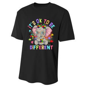 Elephant Autism Awareness ItS Ok To Be Different Performance Sprint T-Shirt