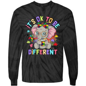 Elephant Autism Awareness ItS Ok To Be Different Tie-Dye Long Sleeve Shirt